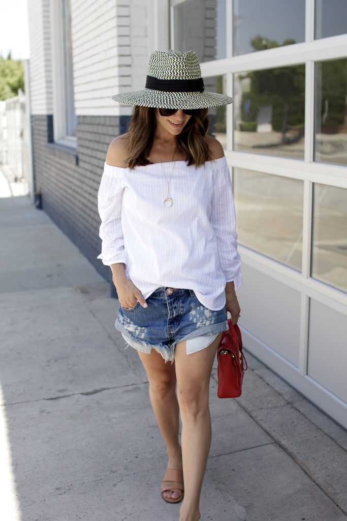 white off the shoulder top, itsy bitsy indulgences 