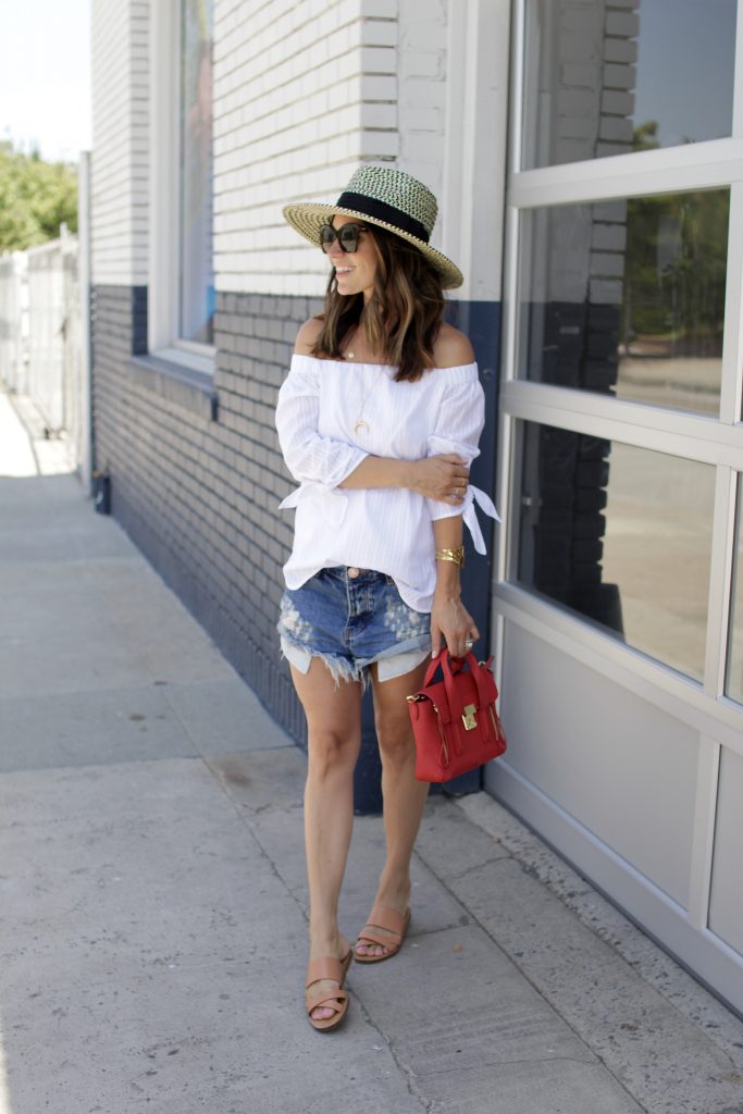 white off the shoulder top, itsy bitsy indulgences 