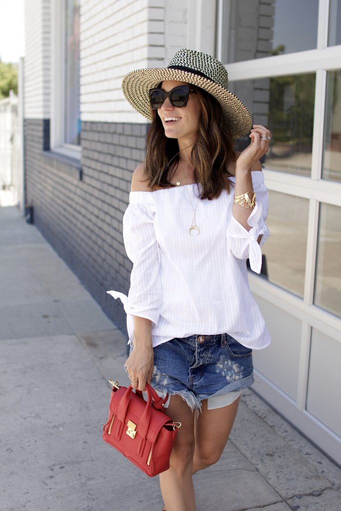 white off the shoulder top, itsy bitsy indulgences 