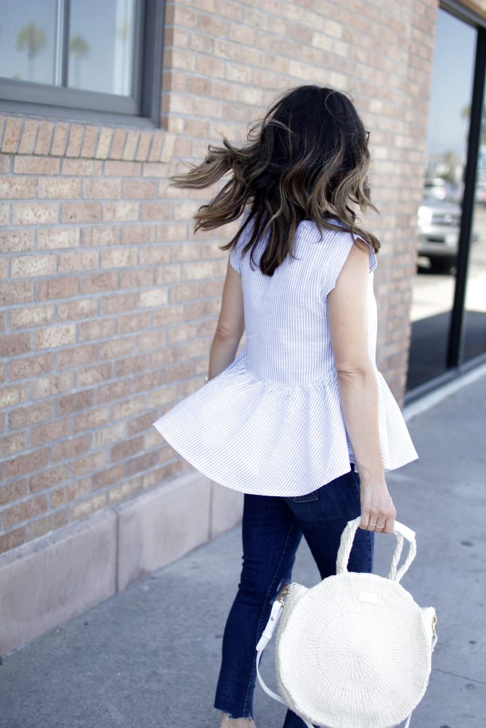 stipe peplum tank, itsy bitsy indulgences 