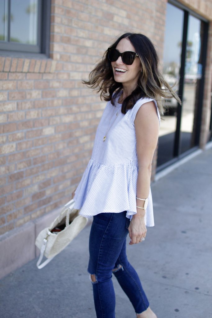 stripe peplum tank, itsy bitsy indulgences 