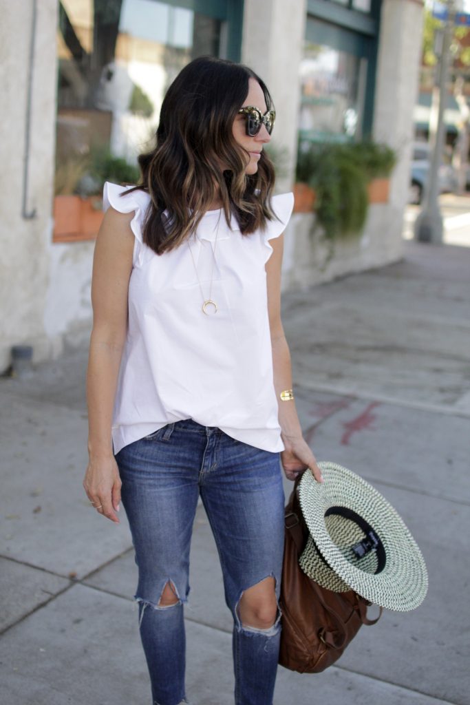 white ruffle tank, itsy bitsy indulgences 