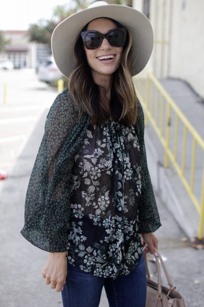 floral top for fall, itsy bitsy indulgences 