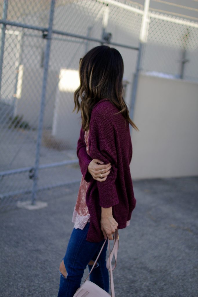 chunky merlot cardigan, itsy bitsy indulgences 