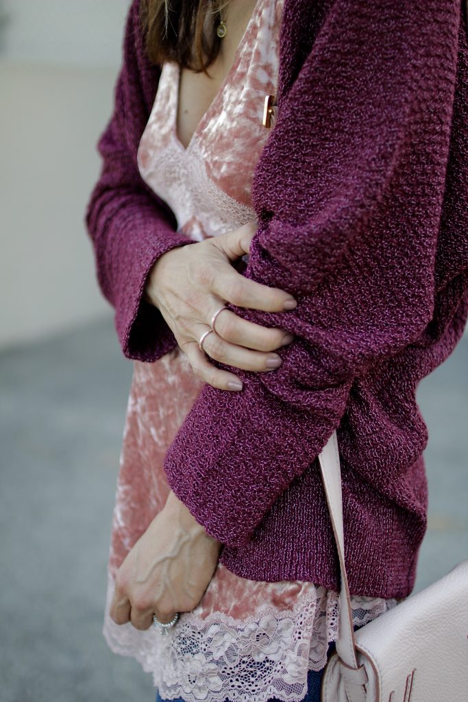 chunky merlot cardigan, itsy bitsy indulgences 