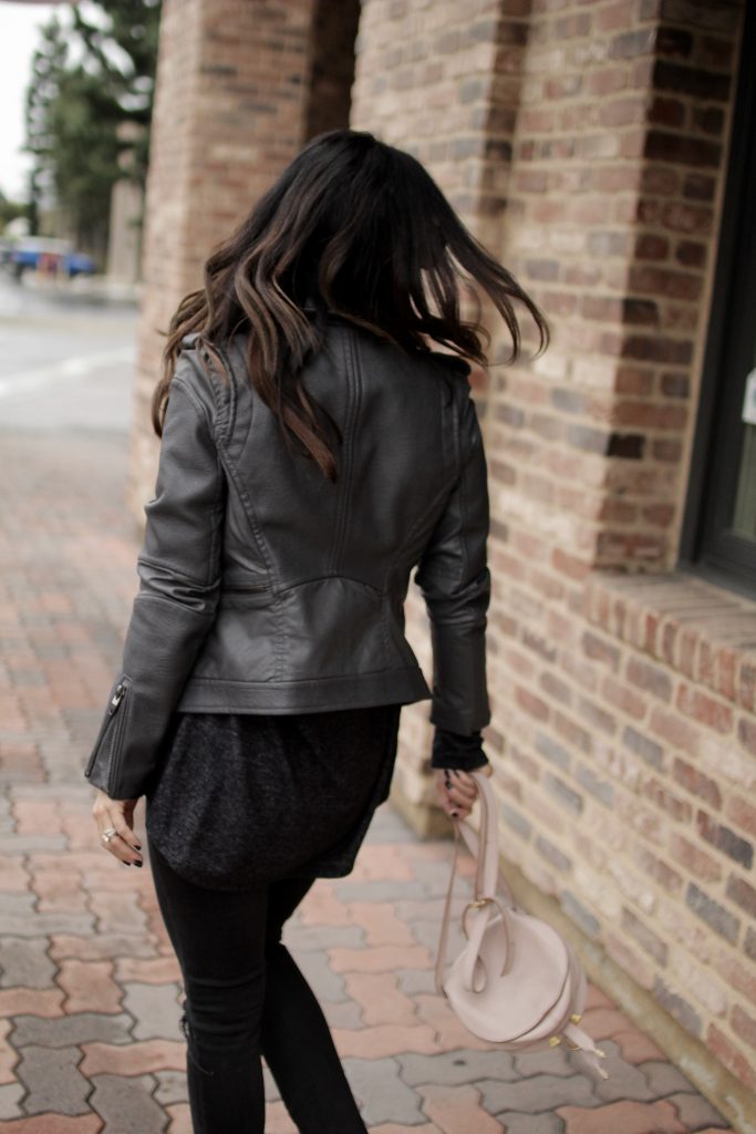 grey leather jacket, itsy bitsy indulgences 