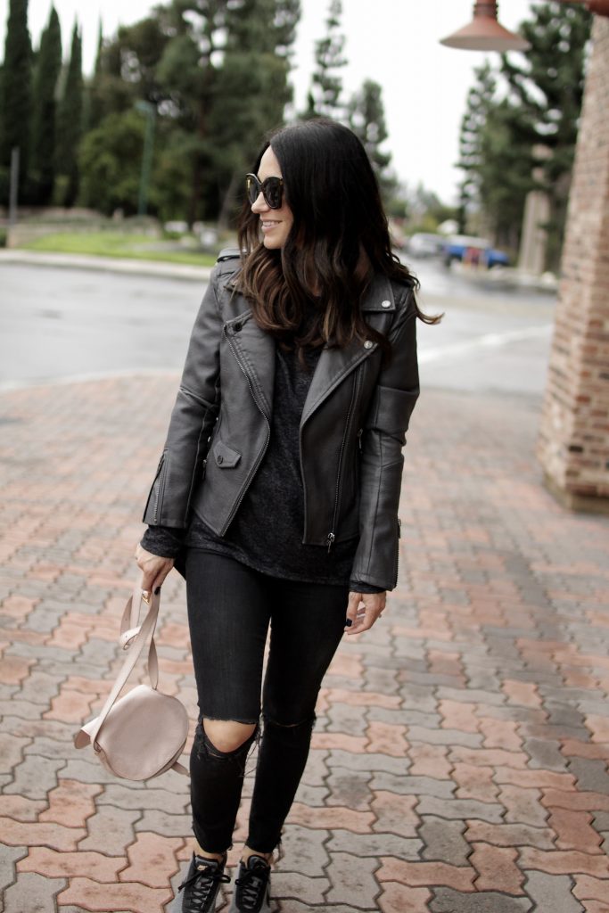 grey leather jacket, itsy bitsy indulgences