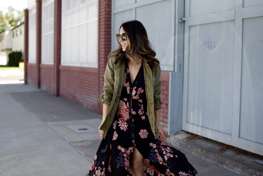 fall floral dress, itsy bitsy indulgences 