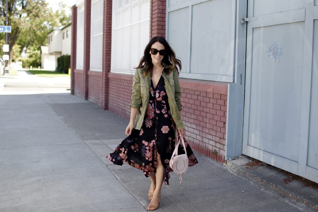 fall floral dress, itsy bitsy indulgences 