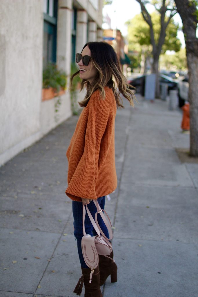 fall bell sleeved sweater, itsy bitsy indulgences 