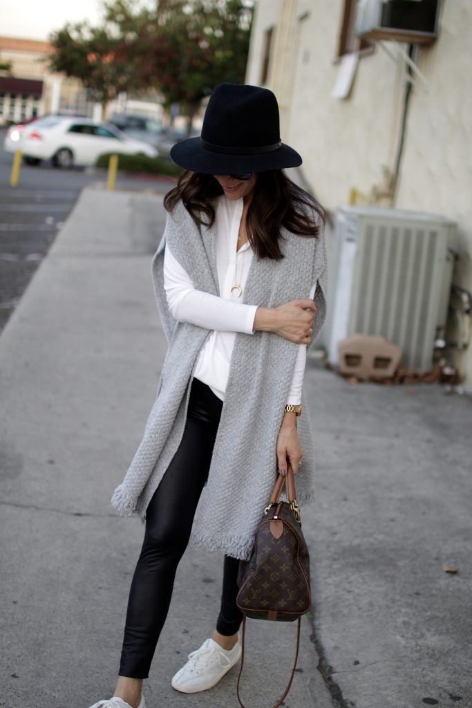 leather leggings + poncho, itsy bitsy indulgences 