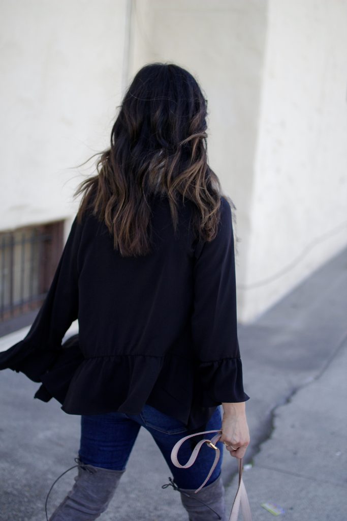 ruffle hem blouse, itsy bitsy indulgences 