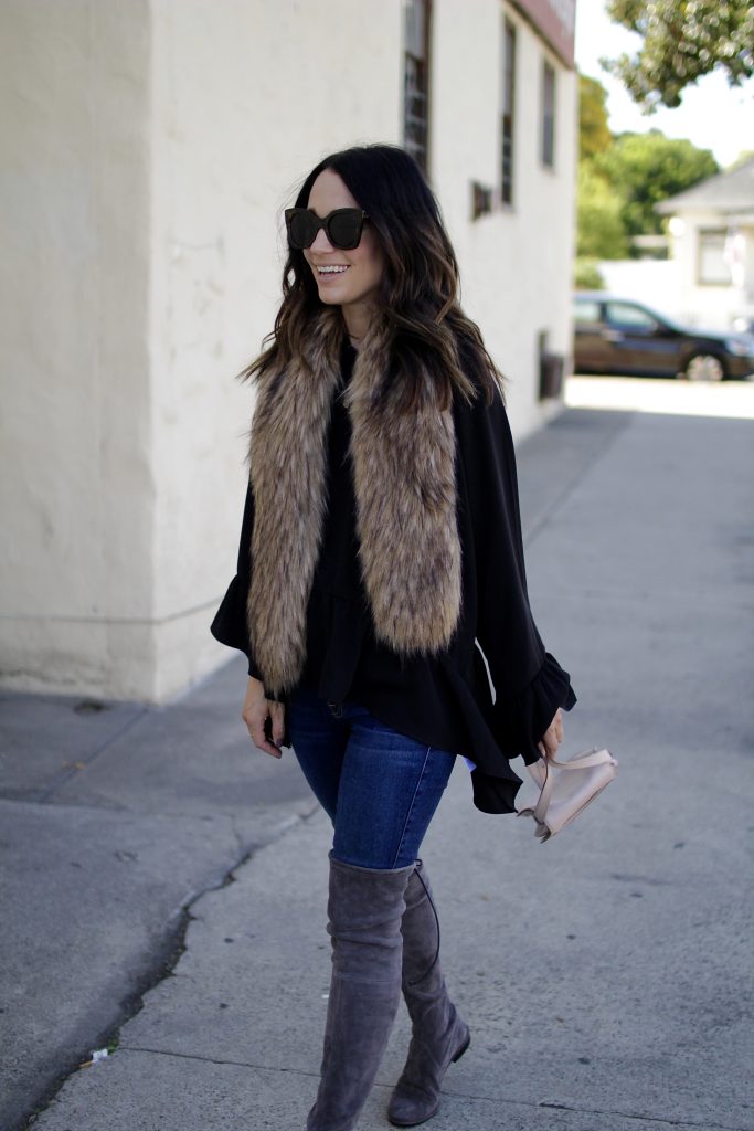 thanksgiving outfit ideas, over the knee boots, itsy bitsy indulgences 