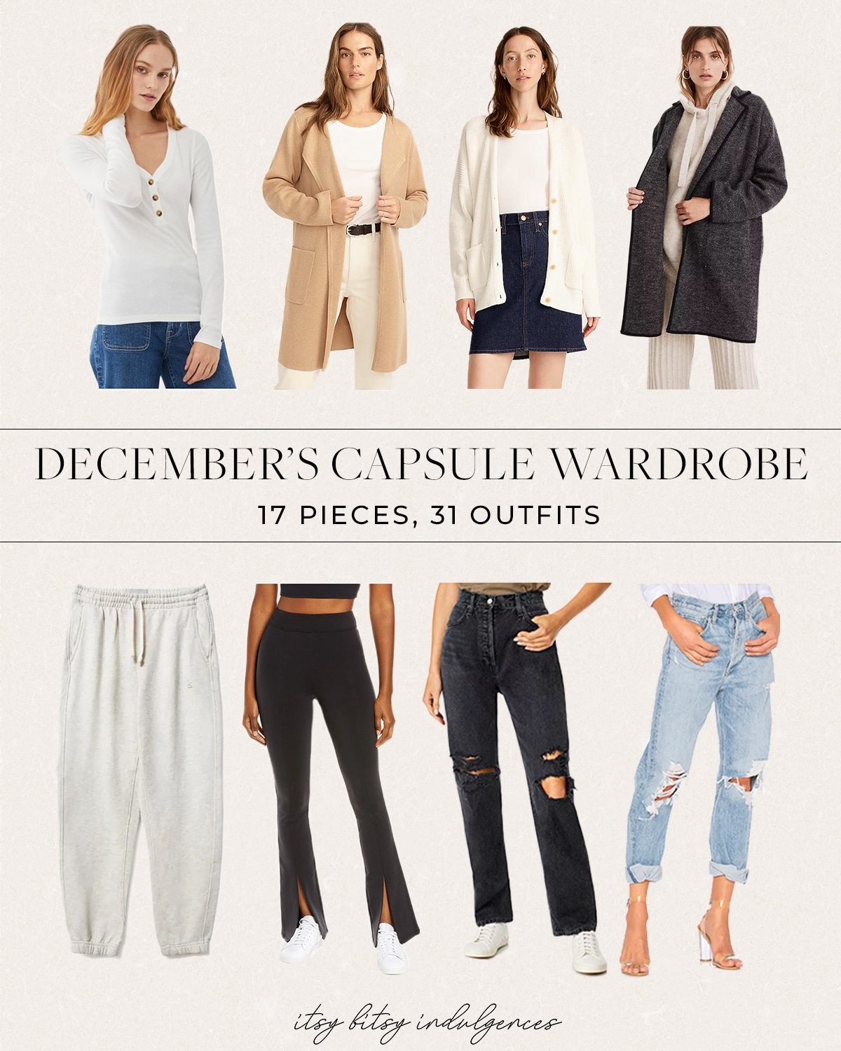 December's Capsule Wardrobe || 17 Pieces, 31 Outfits - Itsy Bitsy ...
