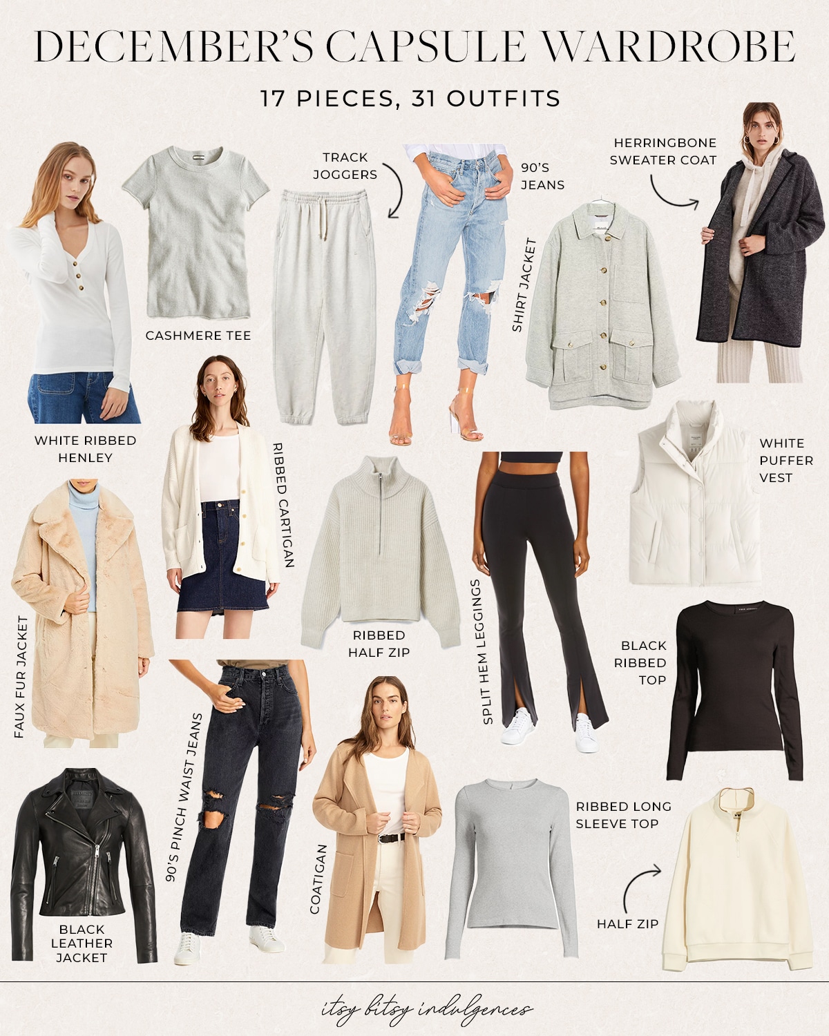 December's Capsule Wardrobe || 17 Pieces, 31 Outfits - Itsy Bitsy ...