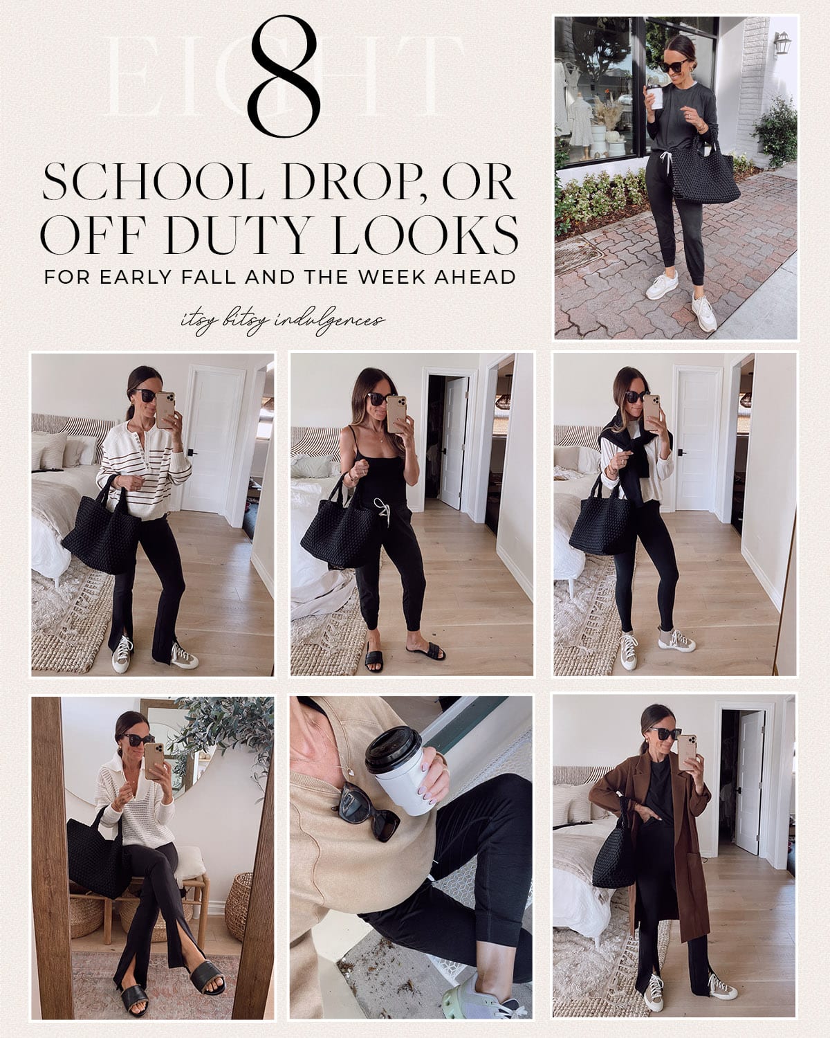 8 Days of  Outfits: School Drop-Off 🖤 leggings, sweatshirt + a