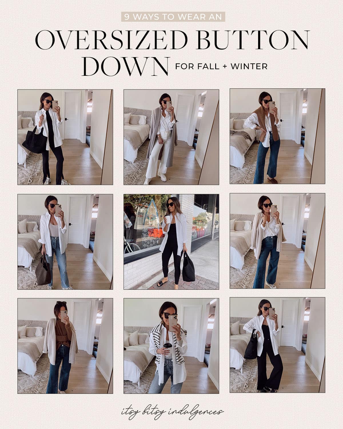 9 Ways To Styled An Oversized White Button Down For Fall