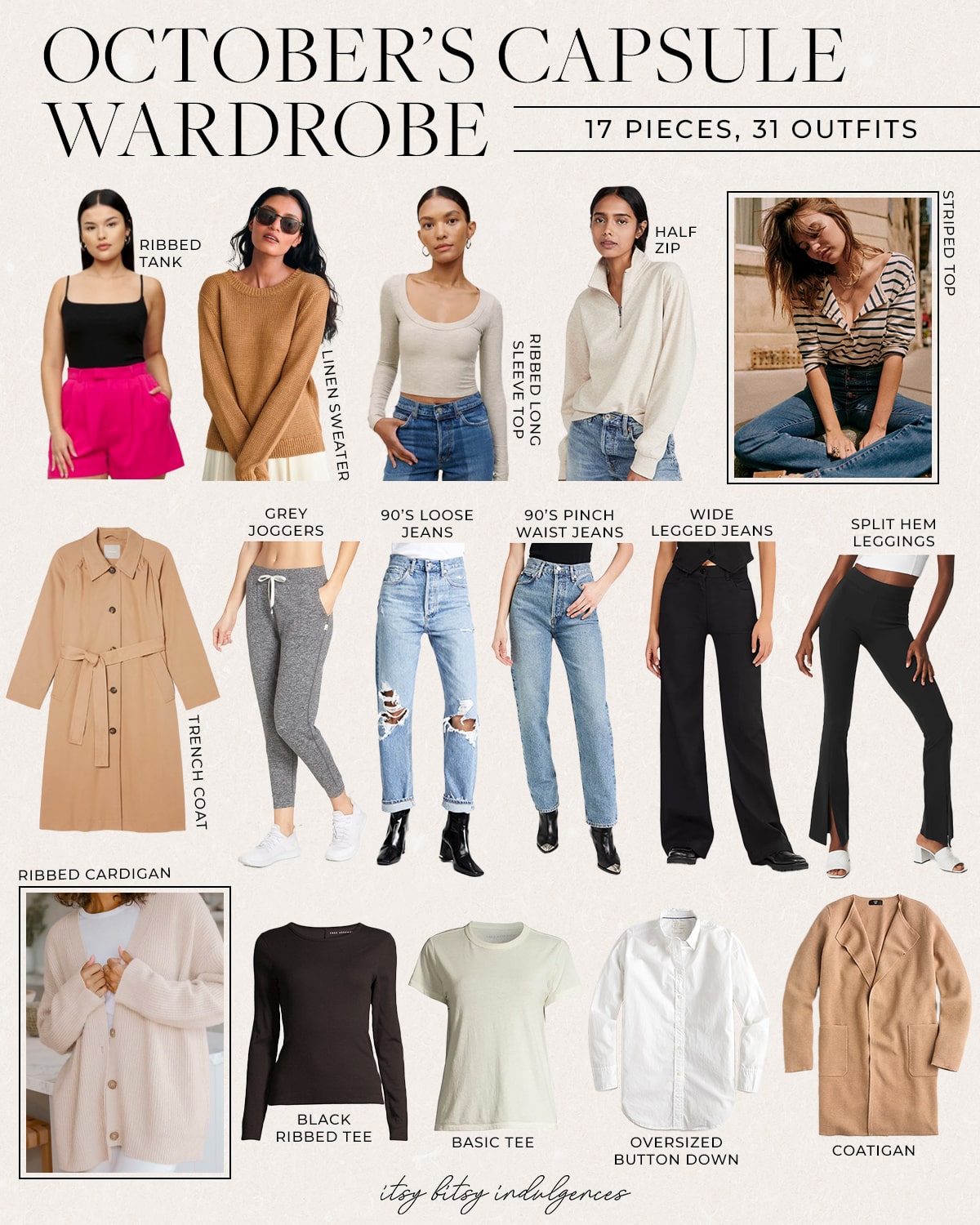 October Capsule Wardrobe || 17 Pieces, 31 Outfits - Itsy Bitsy Indulgences